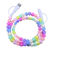Nouveau chargeur de téléphone Type-C rapide 5A avec cordon de bijoux, perles colorées arc-en-ciel en forme d'étoile