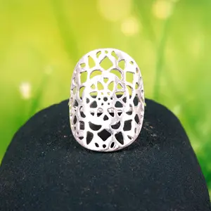 Groothandel Bloem Van Het Leven Mandala Handgemaakte 925 Sterling Zilveren Ring Handgemaakte Ontwerper Zilveren Sieraden Ring Fabrikant