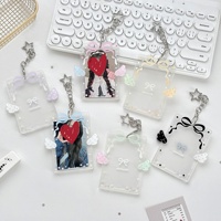 Porte-clés Kawaii Kpop pour photocards, en forme d'ailes d'ange transparentes, avec nœud, breloques de sac pour femme