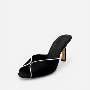 Mules Negros de Satén Sexy para <span class=keywords><strong>Mujer</strong></span>, Sandalias Blancas con Punta Abierta y Tacón Alto, Elegantes Stilettos para Fiesta de Verano, Zapatos de Vestir de Noche para Damas - Product Image 1