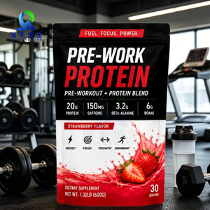 Poudre Protéinée Pré-Entraînement Fraise pour Adultes 30g <span class=keywords><strong>Whey</strong></span> Citrulline Bêta-Alanine Complexe BCAA 300g 20 Portions Complément Sportif - Product Image 6