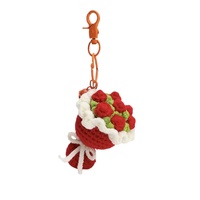 Porte-clés pendentif mini bouquet de fleurs au crochet, en fil fait main, pour ornement de sac féminin