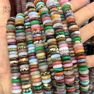 הסיטונאי 4 x12 מ "מ רב צבעים אבן טבעית חרוזי אבן טבעית חרוזי אבן רונדלה צבעונית רופפים - Product Image 5