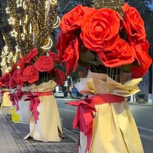 Têtes de fleurs artificielles en <span class=keywords><strong>EVA</strong></span> populaires, décoration de fête de mariage, fleurs géantes en <span class=keywords><strong>EVA</strong></span>, roses faites à la main, imperméables, pour l'extérieur - Product Image 4