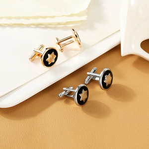 Fabricant professionnel de luxe Golden <span class=keywords><strong>Star</strong></span> fournisseur boutons de manchette pour hommes cadeau de fiançailles - Product Image 4