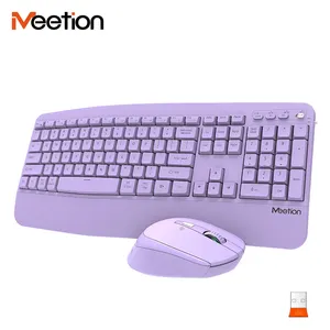 MEETION DirectorA keyboard sentuh lembut ergonomis, tata letak ukuran penuh 2.4GHz Bluetooth kaki miring dapat disesuaikan keyboard dan mouse