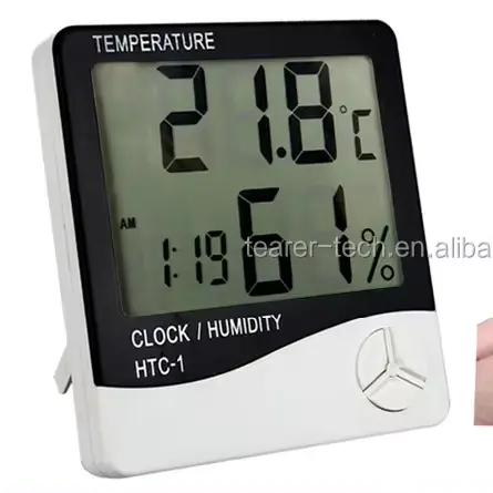 Digitaltemperaturmesser Hygrometer elektronischer Temperatur-Feuchtigkeitsmesser Wetterstation Indoor-Outdoor Tester Alarmuhr