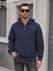 Jersey en blanco Fleece Custom Zip HOODIE con cremallera gruesa completa zip up hoodies unisex Hombres Loose Fit 1/4 Zip Pullover Sudadera - Product Image 3