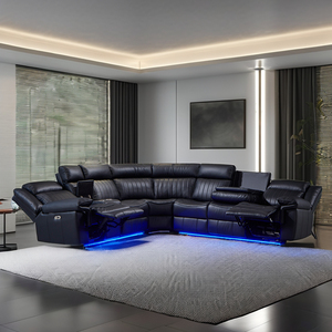 Bộ ghế sofa da cao cấp thiết kế hiện đại cho phòng khách, đa chức năng, có đèn LED, kiểu dáng mô đun, có chức năng ngả lưng. - Product Image 2