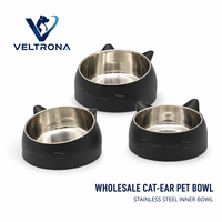 Gamelle surélevée en acier inoxydable pour chat, inclinée pour la protection du cou, anti-déversement, pour nourriture et eau, vente en gros, vert, noir, bleu, rose