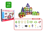 138 Uds. Construcción magnética de plástico juguetes de bloques de construcción Dimensiones personalizadas conjunto de constructor magnético para niños