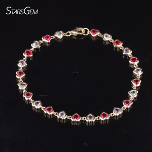 Pulseira em Forma de Coração Starsgem S925 9k 10k 14k com Pedra Preciosa, Joias Baratas de <span class=keywords><strong>Moissanite</strong></span> - Product Image 3