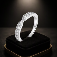 Anillo de Plata de Ley 925 con Moissanita Mo Sang, Estilo Vintage, Peso Total 2G, Oro Blanco/Rosa, Código de Belleza Diario
