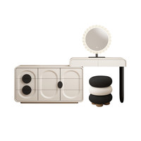 Table de toilette de luxe moderne style crème avec tiroir intégré en bois massif, meuble de maquillage sophistiqué BTDT060 pour la maison