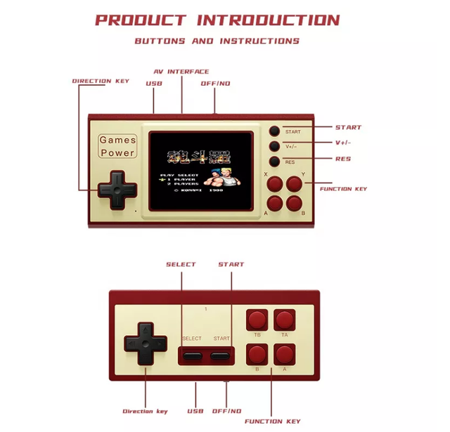 Portable K30 3.0" Screen Retro Handheld Game Console Built in 500 Classic Handheld Games for Kids Adult Gift