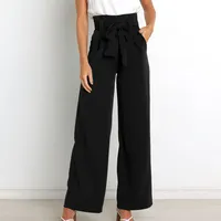 Vêtements de travail à la mode pour femmes avec poches taille haute ceinture zippée pantalon formel élégant à jambes larges robe pantalon formel de bureau pour femmes