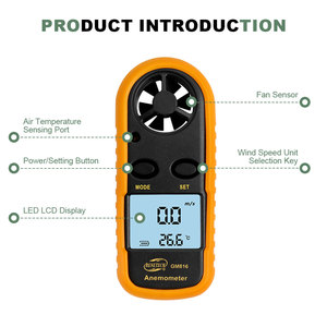 เครื่องวัดความเร็วลมแบบดิจิตอลขนาดเล็ก พร้อมจอ LCD แสดงผลหลายหน่วย (m/s โน๊ต) 0.3-30m/s GM วัดความเร็วลมและความเย็นของอากาศได้ - Product Image 4
