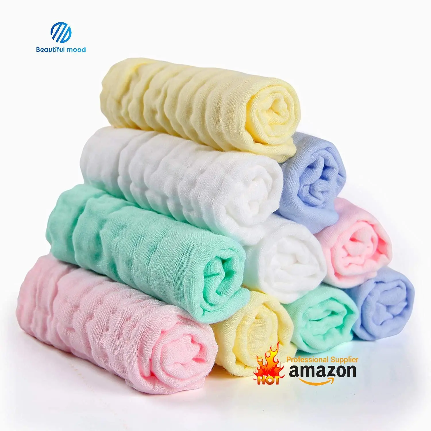 China wholesale Eco friendly Organic cotton Muslin Baby Washcloth Face Towels