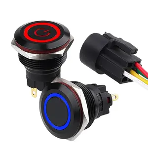 22mm 24v Ring power beacon indicator lights Black oxide metal push button switch waterproof IP67