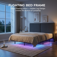 Meilleure Offre Lit Suspendu Sans Tête de Lit, Cadre en Fer et Acier, pour Chambre Parentale, Hôtel, Lit Double, avec Matelas Tatami