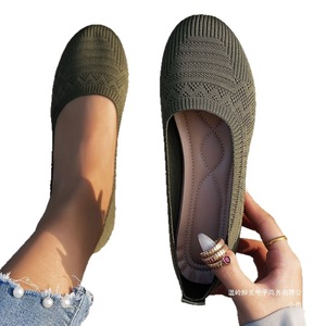 Zapatos náuticos transpirables de tela tejida sin cordones para mujer, de punta redonda, talla grande, para las cuatro estaciones, con forro de tela. - Product Image 5