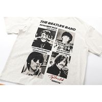 T-shirt graphique personnalisé The Beatles pour homme, coupe oversize, style vintage rock, rétro années 90, streetwear, tissu épais, coupe carrée, épaules tombantes