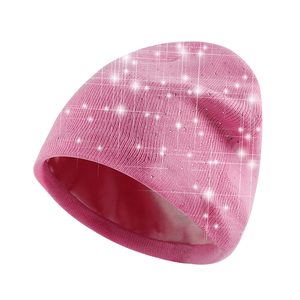 Bonnet en tricot avec doublure en satin de soie et strass, imprimé intégral, streetwear, pour hommes et femmes, bonnet brillant - Product Image 2