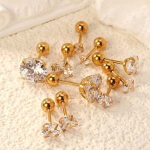 Hypoallergenic Stainless Steel <strong>Earring</strong> Jewelry High Quality 3-8mm Round Clear Cubic Zirconia <strong>Stud</strong> <strong>Earrings</strong> for <strong>Men</strong> Women - Product Image 1