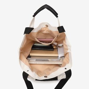 Custom Logo Heavy Duty Dual Handle Canvas Tote With Bottom Gusset Large Capacity <b>Reusable</b> Two-Way Shoulder <b>Bag</b> - Product Image 2