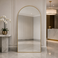 Miroir sur pied arqué pleine longueur sur mesure pour usine, 100x200cm, miroir HD 4mm, vente en gros pour hôtels et villas