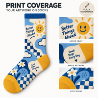 Chaussettes d'automne personnalisées OEM pour adultes - Polyester/Nylon/Coton/Bambou/Laine, résistantes aux déchirures, séchage rapide, impression numérique intégrale 360°