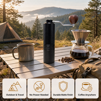 Moulin à café manuel tout-en-un OEM ODM avec réglage interne, meule à 6 étoiles, design minimaliste noir, portable pour la maison, le bureau et l'extérieur, vente en gros