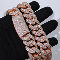 Chaîne cubaine Kirin 22 mm entièrement sertie de diamants, plaquée or rose, chaîne scintillante en moissanite, collier épais, bijoux hip-hop