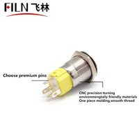 Filn certifié UL/CQC 19mm IP67 5-Pin 24V-380V Étanche Métal Bouton Poussoir Lampe LED Structure Électronique Personnalisable