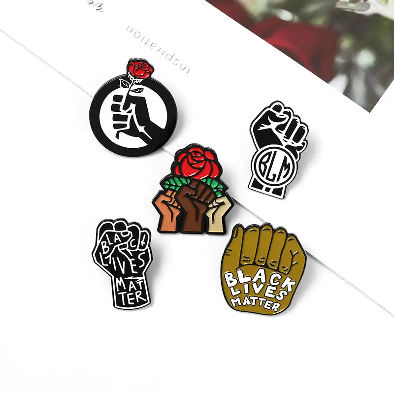 BLM Fist Enamel Pins Custom Black Lives Matter Brooches Lapel Pin Shirt Bag Everyone Lives Matter Badge Jewelry Gift for Friends