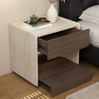 Tables de chevet flottantes naturalistes avec lampe intelligente et 2 tiroirs pour chambres et hôtels