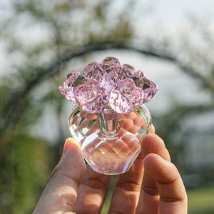 Red Color Crystal Flower Gifts for Mom Wife Girlfriend Glass Flower Ornaments for Home Office Tabletop <b>Paperweight</b> - Product Image 6