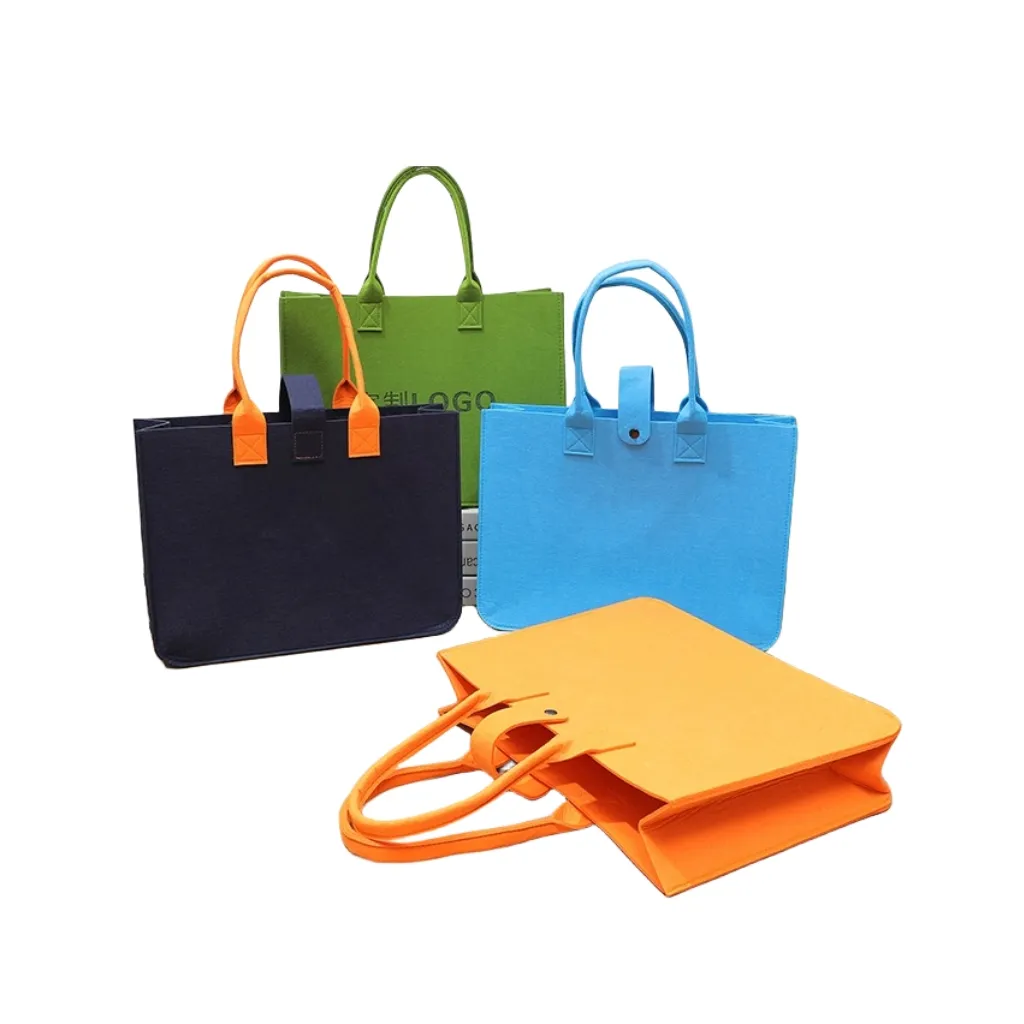 Borsa personalizzata in feltro di varie dimensioni riutilizzabile per il trasporto di generi alimentari borse da spiaggia a tracolla per laptop set di borse per la spesa