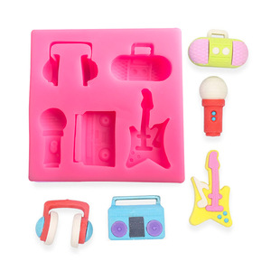 3D auriculares Radio <span class=keywords><strong>guitarra</strong></span> silicona Fondant moldes Diy pastel decoración hornear moldes - Product Image 2