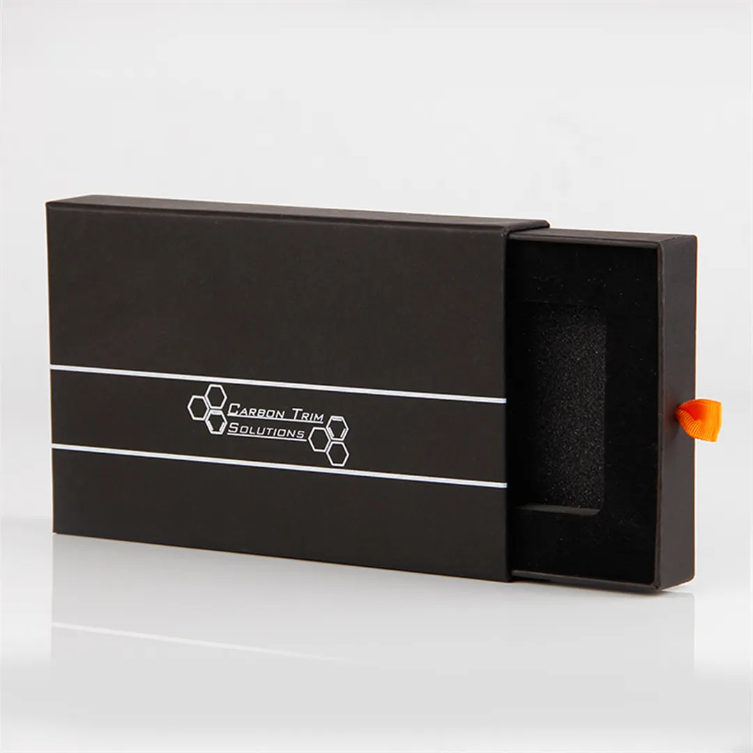 高級紙ウォレットボックスカスタム段ボール黒ウォレットボックス包装