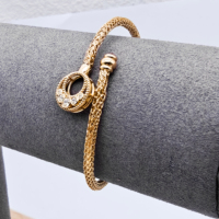 Nouveau design Bracelet en alliage de cuivre Phases de lune, Zircon étoile géométrique, Chaîne en or PVD 18 carats, Bijoux pour femme