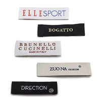 Logo privé personnalisé étiquette de tissu de vêtement 100% coton biologique haute densité Jacquard vêtements étiquette tissée en satin étiquettes tissées de vêtements