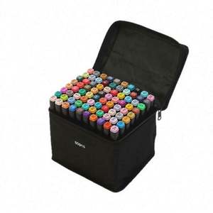 80 couleurs, marqueurs d'art à l'alcool non toxiques, effaçables, permanents, en matériau PP, double embout, coffret, pour artistes, adultes, enfants - Product Image 1