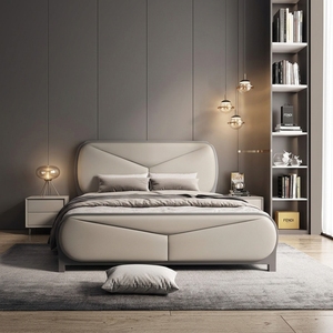 <span class=keywords><strong>Cama</strong></span> Queen-size de Cuero Genuino de Alta Gama, Sofisticada y de Lujo, con Estructura Metálica, Diseño Moderno y <span class=keywords><strong>Minimalista</strong></span>, Personalizable, <span class=keywords><strong>Cama</strong></span> Suave - Product Image 4