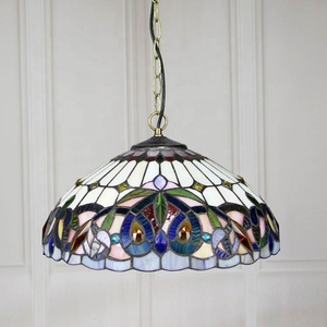 Lámpara Colgante Tiffany LongHuiJing de 2 Luces y 16 Pulgadas de Ancho con Vidrio de Colores - Product Image 2