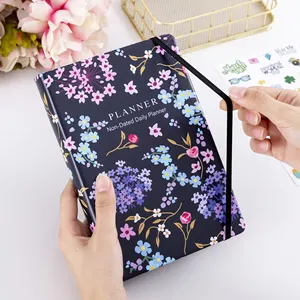 Business Office Supplies Custom Yearly Undated A5 Diary Planner Colored PU Notebook With Pen Holder