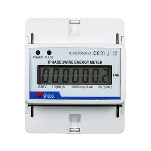 RMshebei Medidor de panel de cristal líquido monofásico multifunción 4P Instalación de riel DIN Pantalla LCD de comunicación RS485