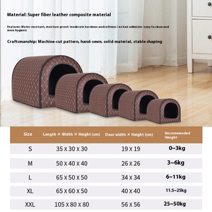 Yeni çevre dostu deri köpek kedi evi rüzgar geçirmez soğuk geçirmez yağmur geçirmez su geçirmez açık <span class=keywords><strong>Pet</strong></span> rahat kış barınak döken - Product Image 4
