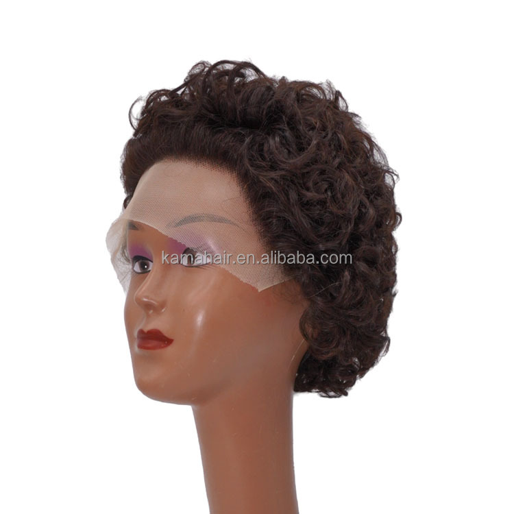 KAMA Pixie Cut Wig Human Hair Curly Bob Short Pixie Cut Lace Wig Frontal 13x4 Pixie Wig Bleached Front Lace with Baby Hair Detail Section 2