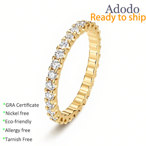 Anillos de Eternidad de Plata 925 con Baño de Oro de 18K y Moissanita VVS1 GRA de Corte Redondo de 2mm, que Pasan la Prueba del Diamante, para Mujer - Product Image 1